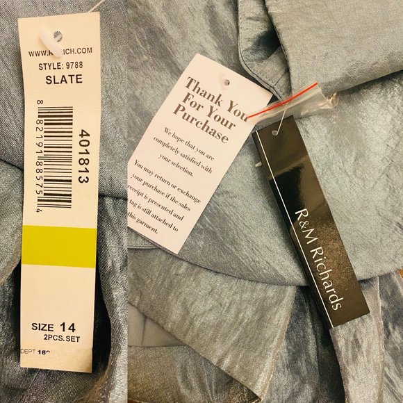 Vintage 80s R&M Richards Tafetta 2Piece Gown and Bolero Set NWT Blue Sz 14 Style - Picture 10 of 12